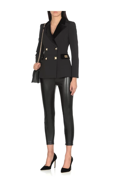 Elisabetta Franchi Leren Broeken Leather Trousers Black 1 Elisabetta Franchi Leren Broeken Leather Trousers Black