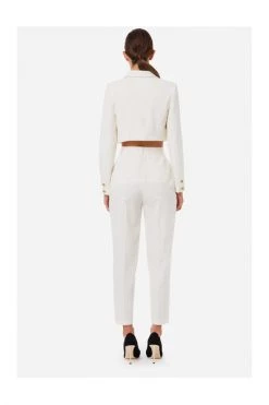 Elisabetta Franchi Pantalons Tapered Trousers White -Elisabetta Franchi Winkel c0a682623ccd69f44499fe6113aa7ce6