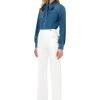 Elisabetta Franchi Chino's Palazzo Trousers With Light Gold Buttons White