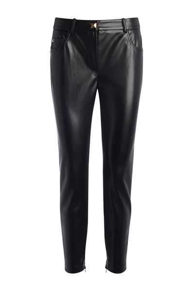 Elisabetta Franchi Leren Broeken Trousers Black 2 Elisabetta Franchi Leren Broeken Trousers Black - Afbeelding 2