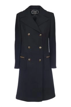 Elisabetta Franchi Trenchcoats & Mantels Double-Breasted Coat Black