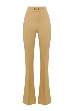 Elisabetta Franchi Wijde Broeken Flare Fit Pants Beige -Elisabetta Franchi Winkel c3e0d9ba93f5e129ba84d94694187c55