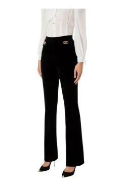 Elisabetta Franchi Wijde Broeken Wide Trousers Black