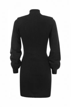 Elisabetta Franchi Jurken Ribbed Mini Dress With High Neck And Cups Black -Elisabetta Franchi Winkel c411161d81020793cd02a4e64e898817