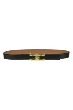 Elisabetta Franchi Riemen High Waist Thin Belt Black