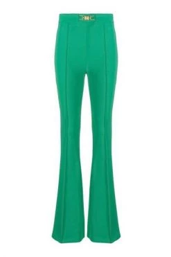 Elisabetta Franchi Wijde Broeken Wide Leg Pants Green