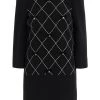 Elisabetta Franchi Casual Jurken Diamond Patterned Crew Neck Dress With Charms Black