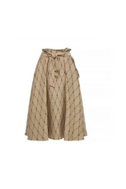 Elisabetta Franchi Maxi Rokken Skirt Beige