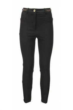 Elisabetta Franchi Pantalons Skinny Jodhpurs With Gold Clamps Black