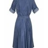 Elisabetta Franchi Casual Jurken Pleated Midi Shirt Dress Blue