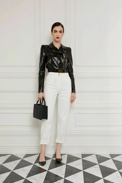 Elisabetta Franchi Pantalons Tapered Trousers White 2 Elisabetta Franchi Pantalons Tapered Trousers White - Afbeelding 2