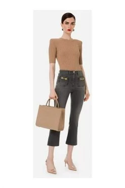 Elisabetta Franchi Cropped Jeans Gray