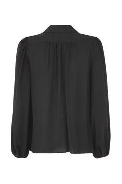 Elisabetta Franchi Longsleeve Shirts Georgette Shirt With Maxi Chain Accessory Black
