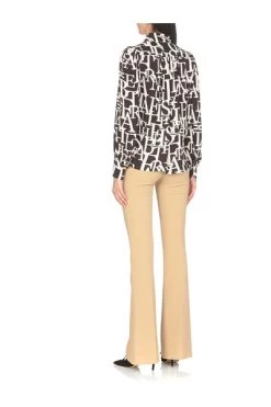 Elisabetta Franchi Blouses Blouse In Georgette Fabric With Lettering Print And Sash Belt Black