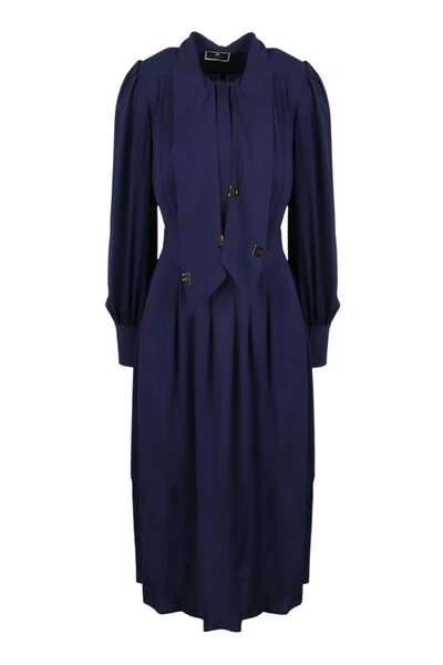 Elisabetta Franchi Casual Jurken GEORGETTE SHIRT DRESS Blue 2 Elisabetta Franchi Casual Jurken GEORGETTE SHIRT DRESS Blue - Afbeelding 2