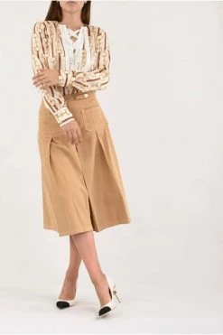 Elisabetta Franchi Broeken Pantaloni Cropped Beige