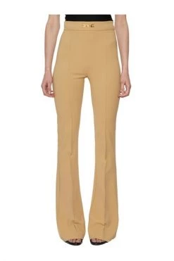 Elisabetta Franchi Wijde Broeken Trousers Beige -Elisabetta Franchi Winkel cf7ae04c6dcff556090b132f77b4742e