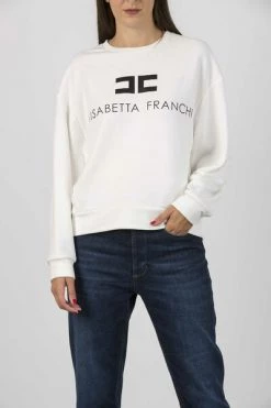 Elisabetta Franchi Hoodies & Sweatvesten Sweatshirt With Logo Beige