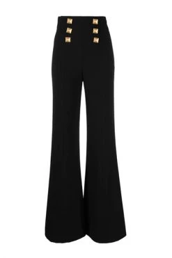 Elisabetta Franchi Wijde Broeken Wide Trousers Black