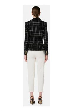 Elisabetta Franchi Blazers Check Patterned Fabric Jacket Black -Elisabetta Franchi Winkel d15e21b0c162fdd7f6960ba09c95c034