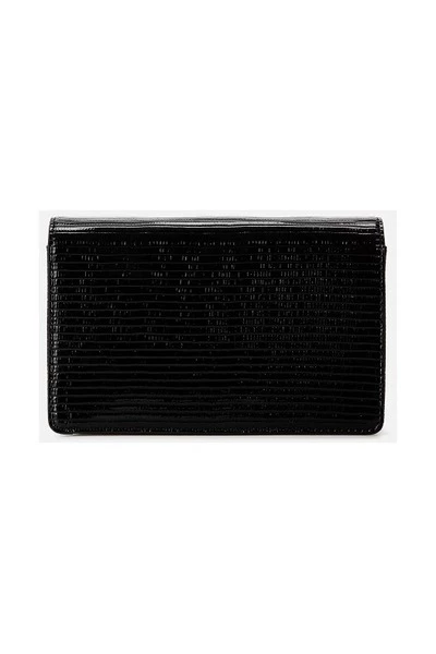 Elisabetta Franchi Schoudertassen LIZARD EFFECT SHOULDER STRAP WITH GOLD LOGO Black 2 Elisabetta Franchi Schoudertassen LIZARD EFFECT SHOULDER STRAP WITH GOLD LOGO Black - Afbeelding 2