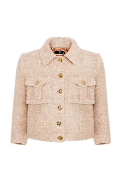 Elisabetta Franchi Blazers Tweed Jackets Beige 2 Elisabetta Franchi Blazers Tweed Jackets Beige - Afbeelding 2