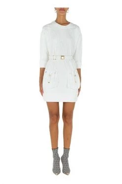 Elisabetta Franchi Casual Jurken Dress AB15826E2 White -Elisabetta Franchi Winkel d76e6cd68190c3c56e751e44bf3f3495