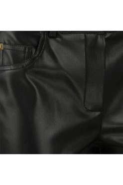 Elisabetta Franchi Leren Broeken Leather Trousers Black