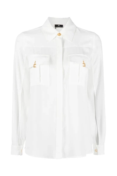 Elisabetta Franchi Longsleeve Shirts Shirt CA01626E2 White 1 Elisabetta Franchi Longsleeve Shirts Shirt CA01626E2 White
