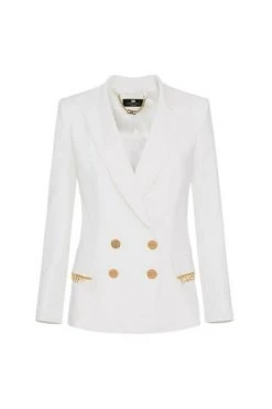 Elisabetta Franchi Blazers DOUBLE BREASTED STRAIGHT JACKET WITH CHARMS White 7 Elisabetta Franchi Blazers DOUBLE BREASTED STRAIGHT JACKET WITH CHARMS White -Elisabetta Franchi Winkel da8bbded7a0fb5c3ce7aeee86e1ec437