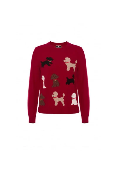 Elisabetta Franchi Sweaters Round-neck Knitwear Red 1 Elisabetta Franchi Sweaters Round-neck Knitwear Red