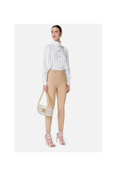 Elisabetta Franchi Longsleeve Shirts Cotton Blouse With Wide Sleeves White 2 Elisabetta Franchi Longsleeve Shirts Cotton Blouse With Wide Sleeves White - Afbeelding 2