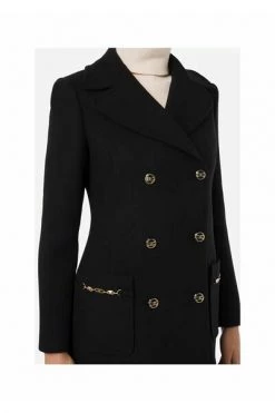Elisabetta Franchi Trenchcoats & Mantels Double-Breasted Coats Black