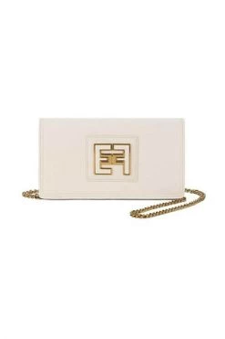 Schoudertassen ELISABETTA FRANCHI BUTTER CLUTCH WITH LOGO Beige