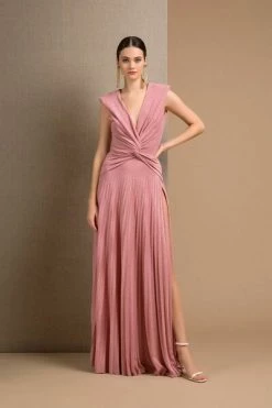 Elisabetta Franchi Jurken Red Carpet Dress With Lurex Drape Pink