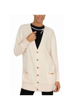 Elisabetta Franchi Vesten Long Cardigan Beige -Elisabetta Franchi Winkel dfc6e7e1ff3cdfef57f27b29094cfc3f