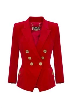 Elisabetta Franchi Blazers Slim Fit Velvet Jacket Red -Elisabetta Franchi Winkel e0dac6e07a5bd720a078eca020cf0a1f