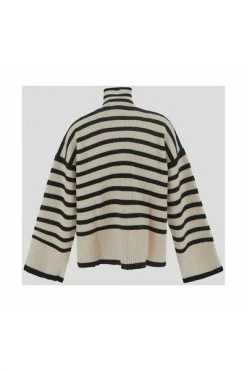 Elisabetta Franchi Coltruien Large Volume Striped Sweater White