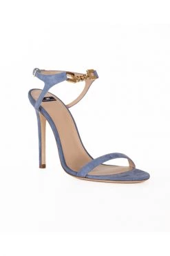 Elisabetta Franchi Sandalen Open-toe Sandals With Logo Strap Blue