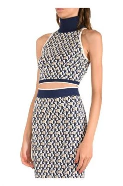 Shirts ELISABETTA FRANCHI Crop Top Blue -Elisabetta Franchi Winkel e3a9028bb65bdfda3303e1cb0b46f494