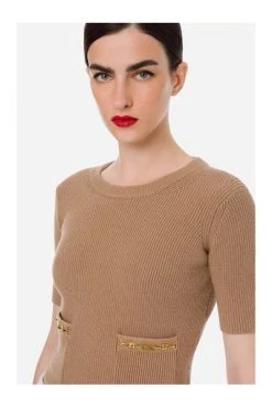 Elisabetta Franchi Sweaters Round-neck Knitwear Brown