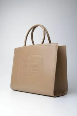 Elisabetta Franchi Shoppers Tote Bags Beige