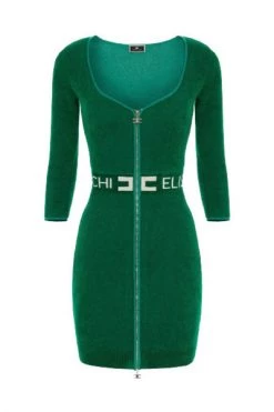 Elisabetta Franchi Casual Jurken Abito Di Maglia Green