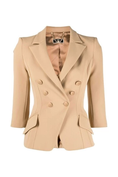 Elisabetta Franchi Blazers Fitted Jacket With Lapels Beige 4 Elisabetta Franchi Blazers Fitted Jacket With Lapels Beige - Afbeelding 4