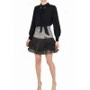 Elisabetta Franchi Casual Jurken Separable Dress With Shirt And Fringed Skirt Black
