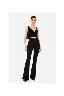 Elisabetta Franchi Wijde Broeken Trousers Black