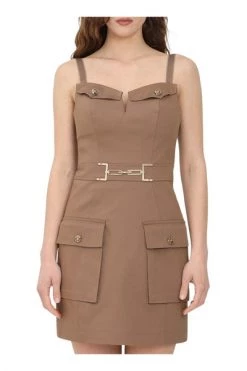 Elisabetta Franchi Casual Jurken Utility Chic Dress In Cotton Brown -Elisabetta Franchi Winkel e6395c42721f3ad054844f554efe8bdf