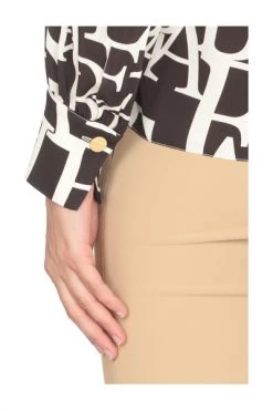 Elisabetta Franchi Blouses Blouse In Georgette Fabric With Lettering Print And Sash Belt Black -Elisabetta Franchi Winkel e65fa01bd2ef61166f4905f8042a4b71