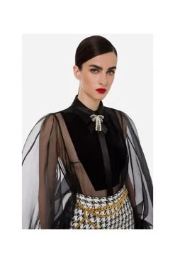 Bodies ELISABETTA FRANCHI Bodysuit-style Blouse In Organza Black 6 Bodies ELISABETTA FRANCHI Bodysuit-style Blouse In Organza Black -Elisabetta Franchi Winkel e6cae2e62b62006e03d51d7acbc3969b