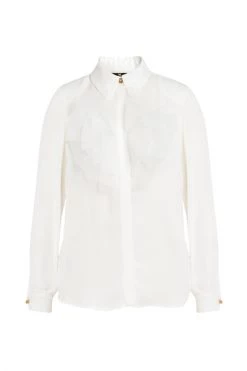 Elisabetta Franchi Longsleeve Shirts Blouse With Maxi Rose In Organza White -Elisabetta Franchi Winkel e7993155548083c5f5b5d1b193fdeb91